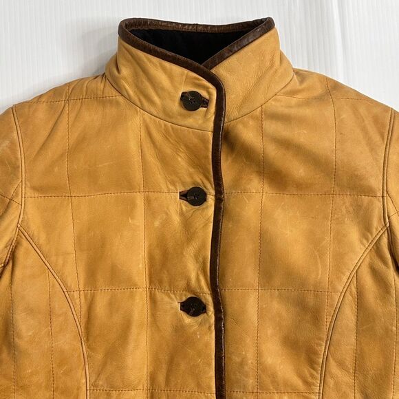 Vtg Lone Pine American Made Leather Jacket XS Tan Brown Trim Wool Cashmere Lined - Picture 12 of 16